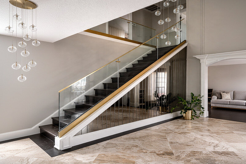 Glass railing staircase